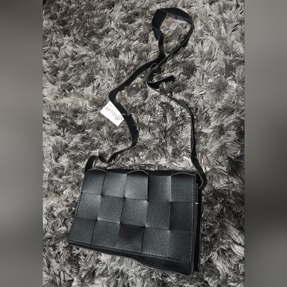 Black Woven Crossbody Bag